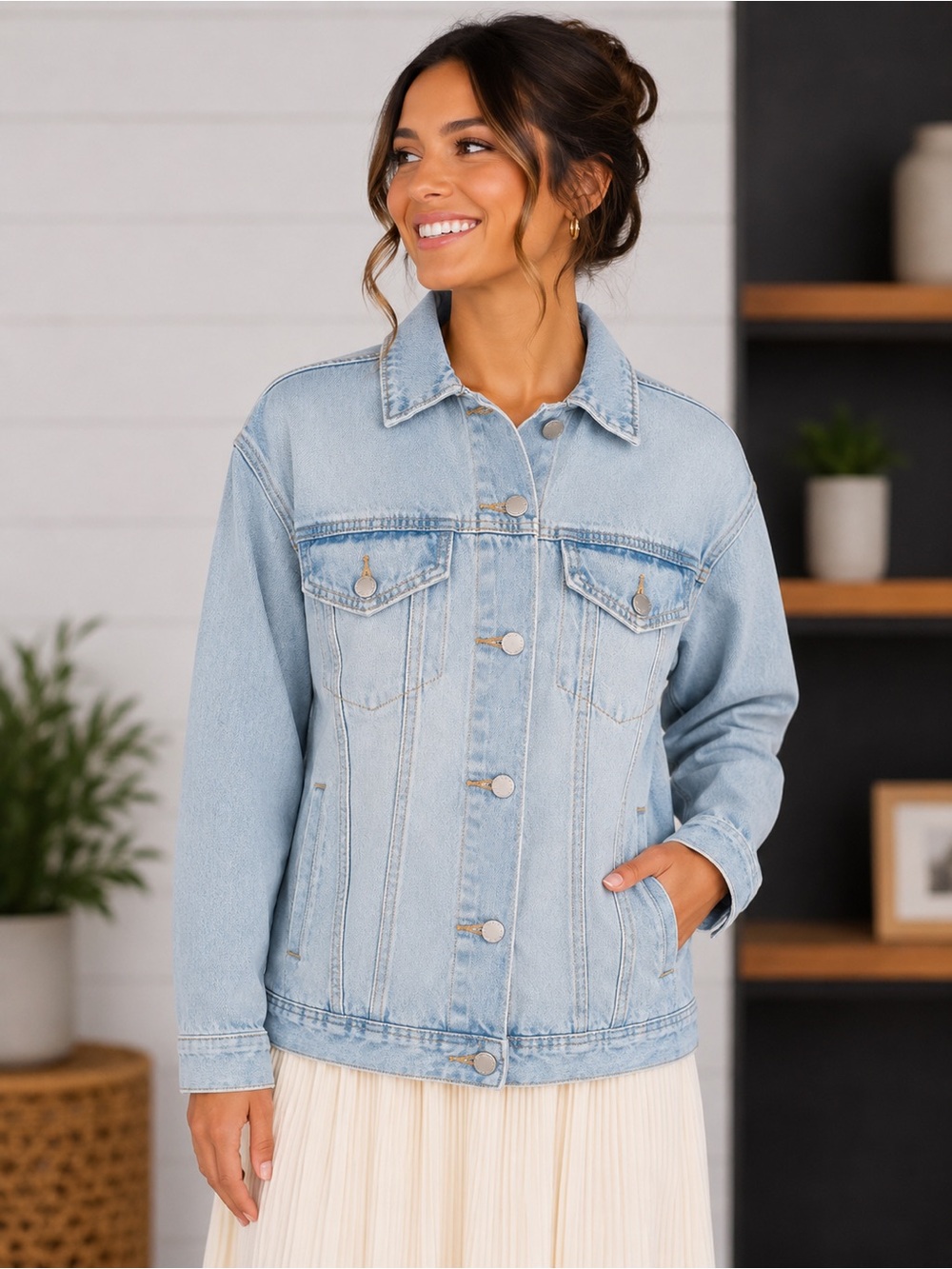 Light Blue Denim Jacket - Women's Classic Trucker